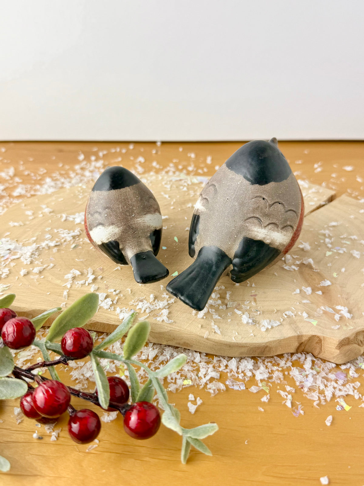 Pair of Robins with bright red chest