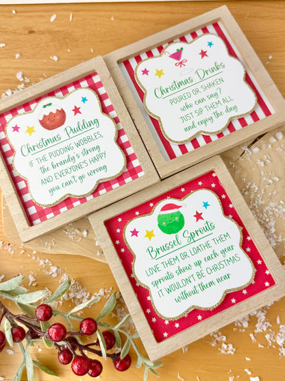 Festive Fun red & white novelty wooden easel signs