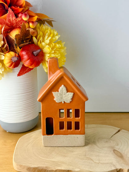 Light Up Orange Autumn ceramic houses - 2 designs