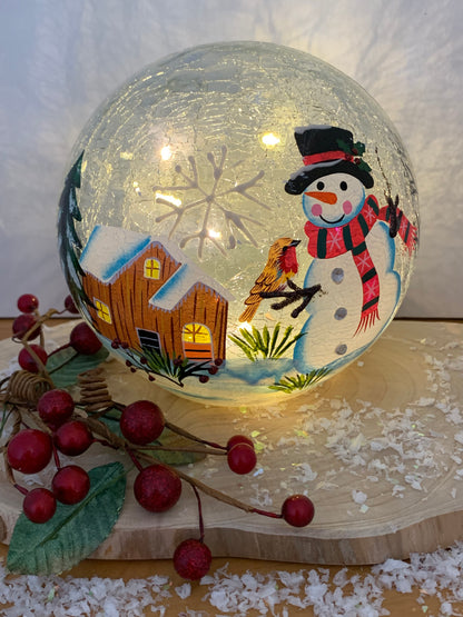 Christmas Crackle LED Snowman Ball