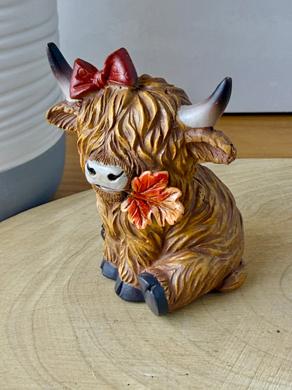 Highland Mini Cows - Pair of Autumn or Halloween Cows