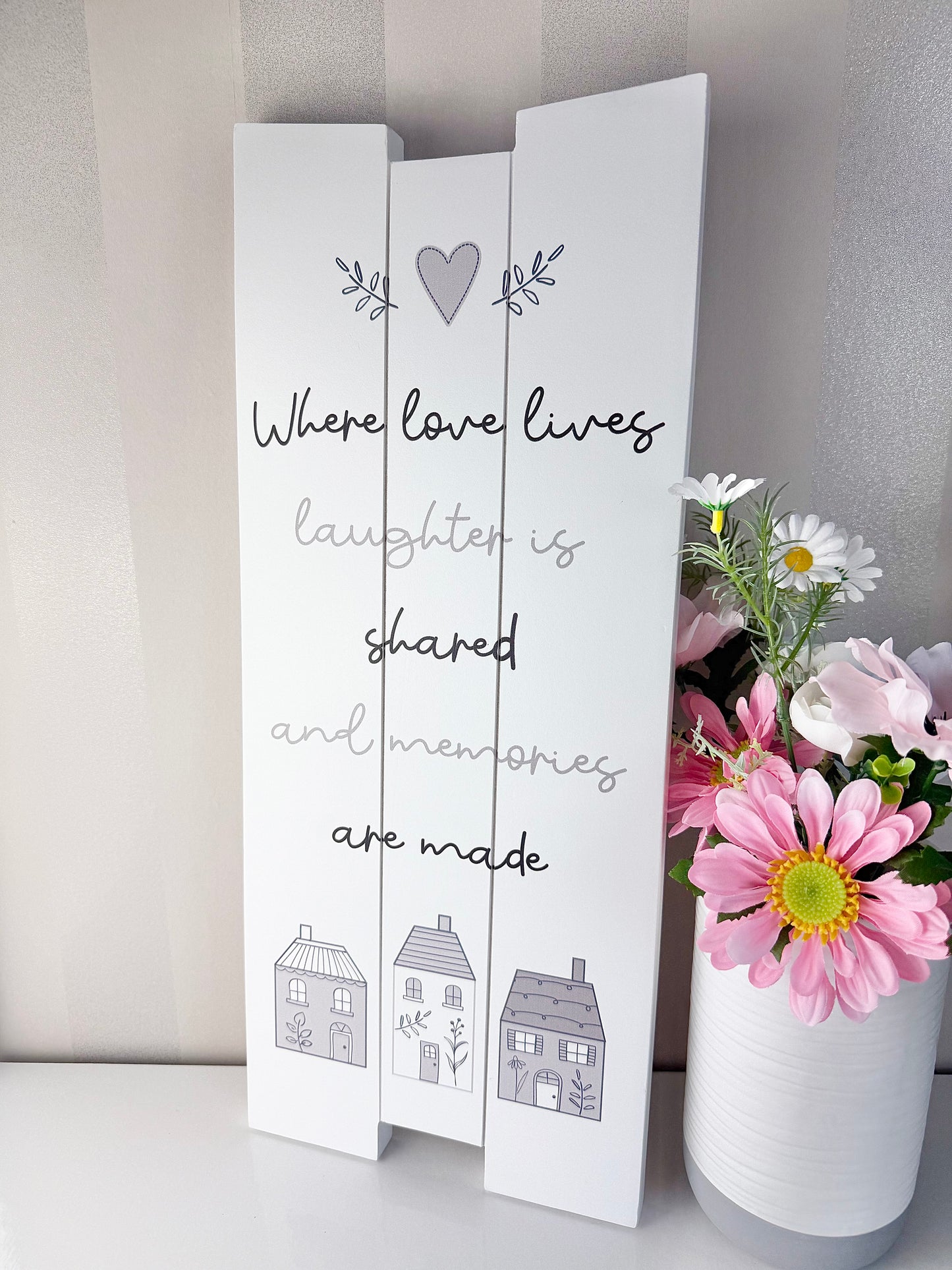 Gracefully Gifted - Where Love lives Long Wooden Plaque