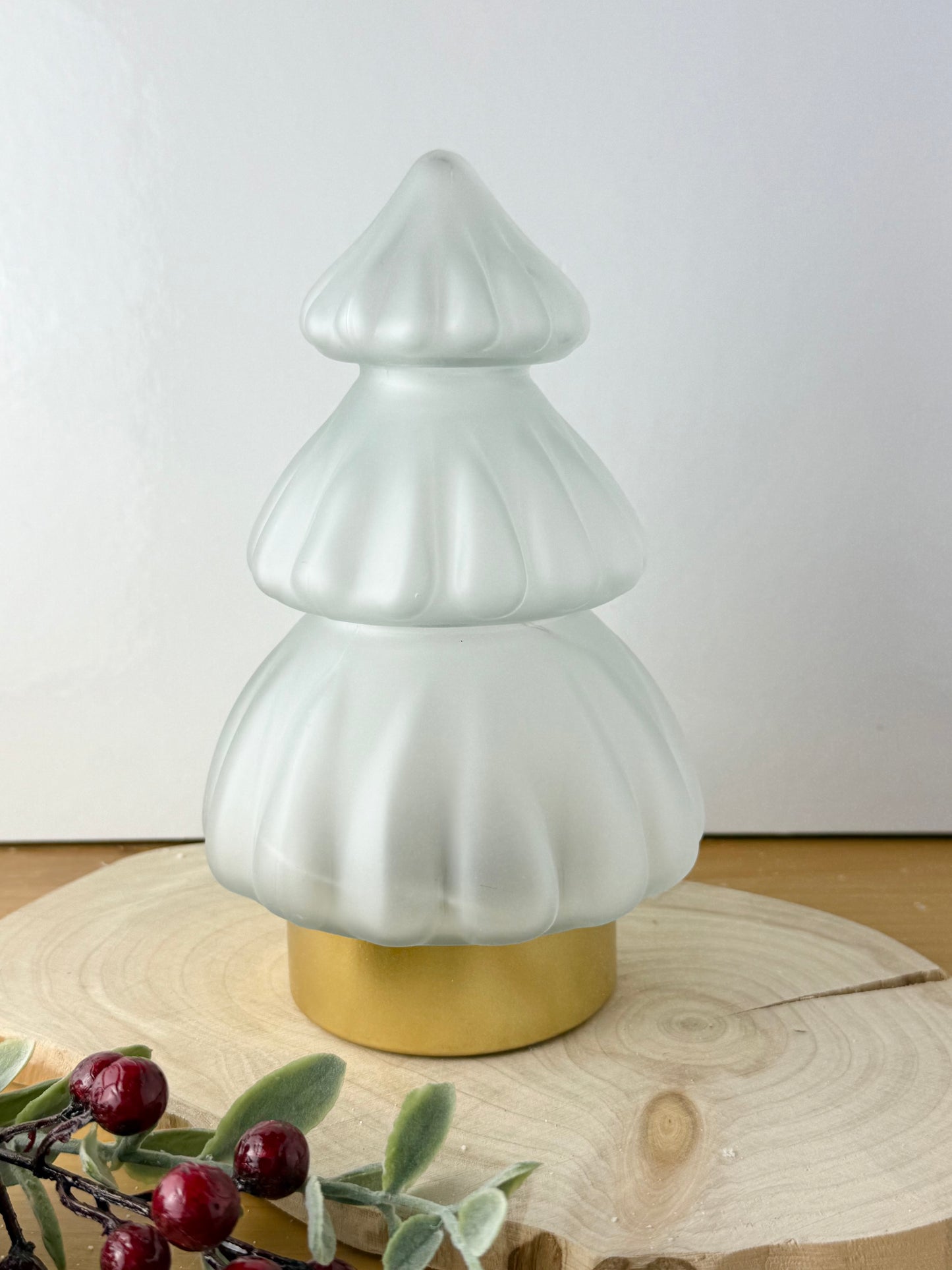 Frosted Glass & gold Light up Christmas Tree