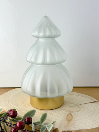 Frosted Glass & gold Light up Christmas Tree