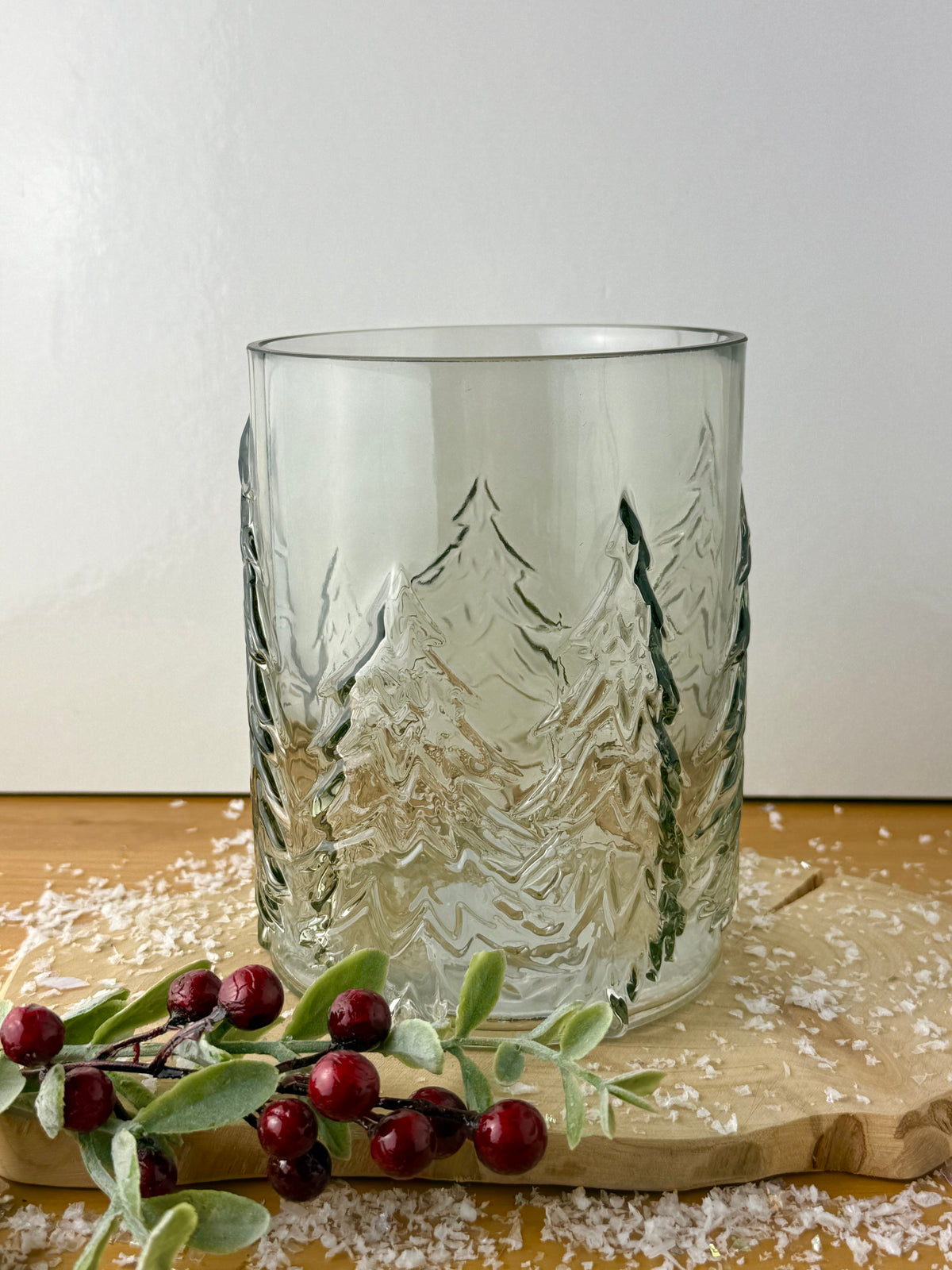 Christmas Smokey Glass Tree Candle Holder