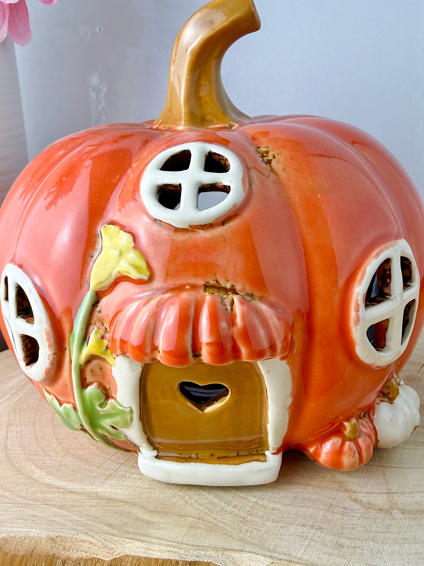 Village Pottery Orange ceramic Pumpkin House
