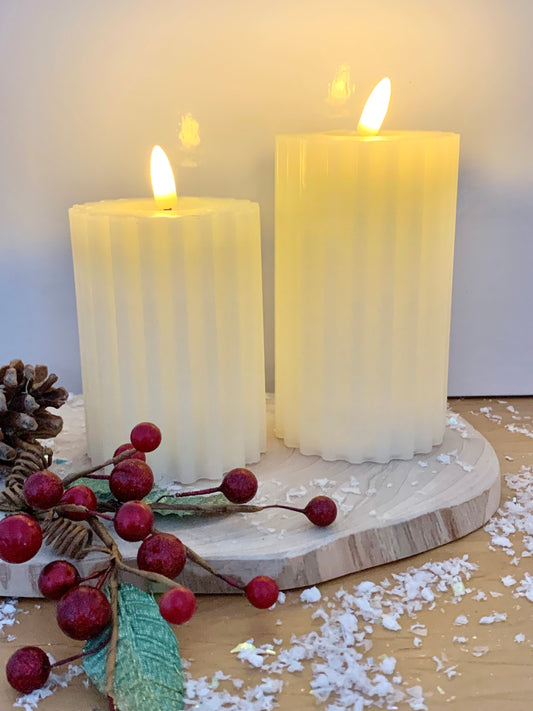 Carved LED WIck Candles - 2 sizes