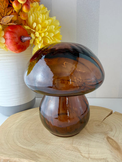 Glass Light up Mushroom - Brown