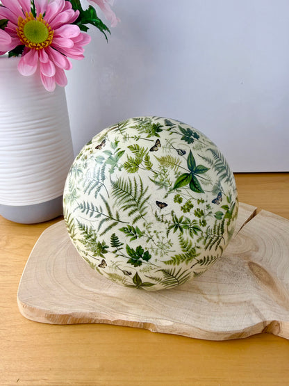 Wooden Mushroom - Green Ferns  - 2 sizes