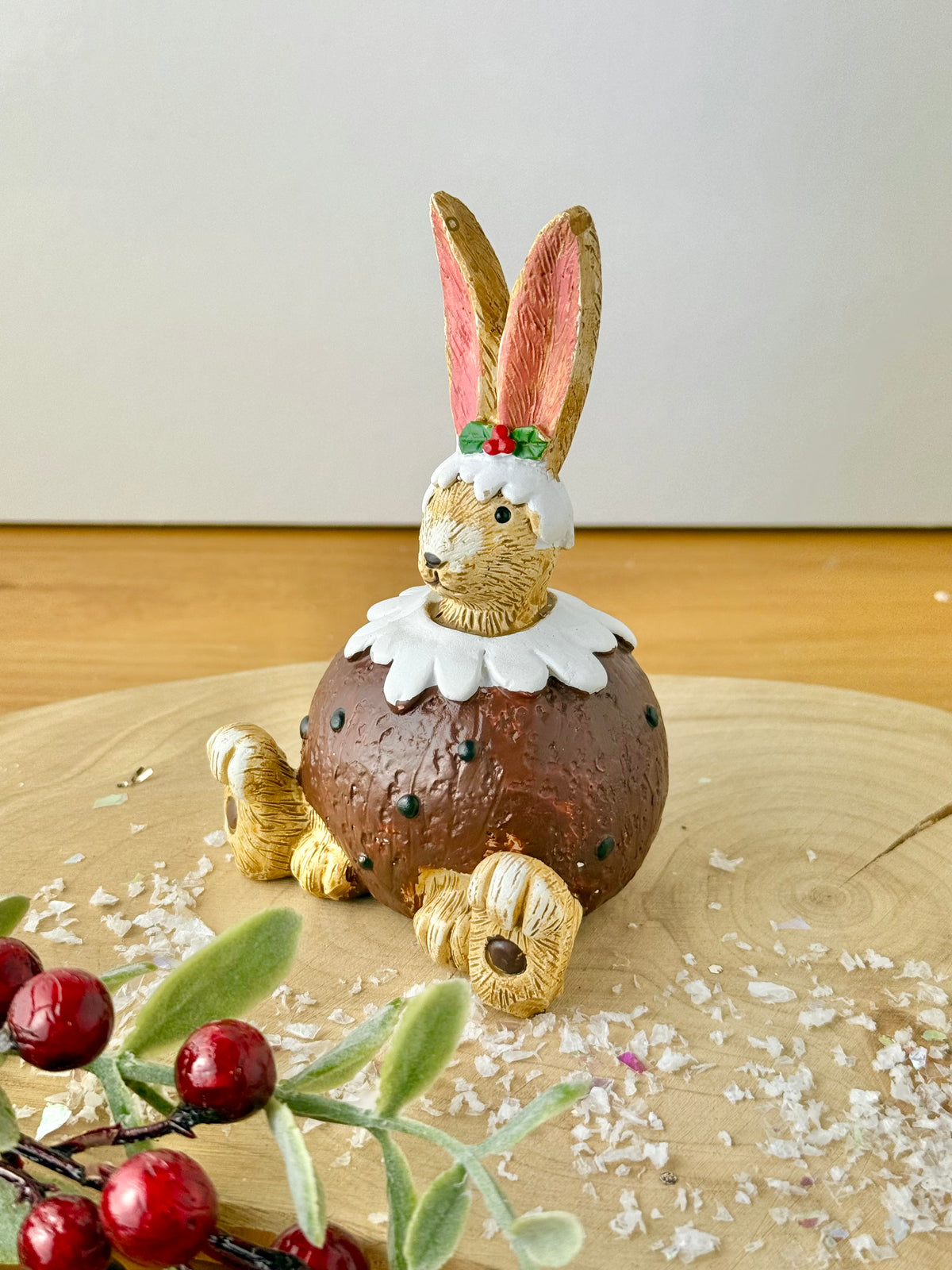 Jasper Rabbit wearing Christmas Pudding Costume
