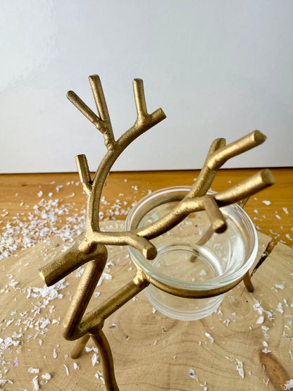Gold Reindeer T-Light Holder