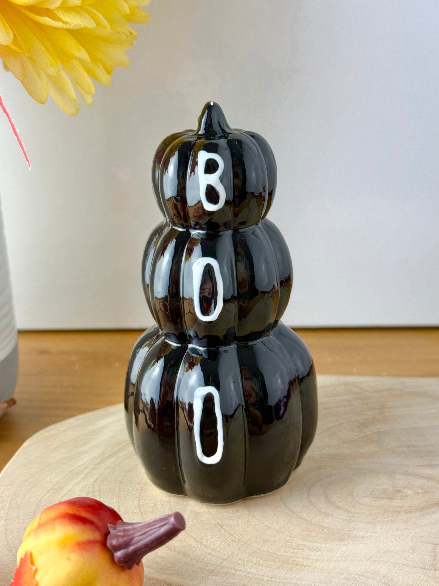 3 Tier Boo Pumpkin Stack - Black