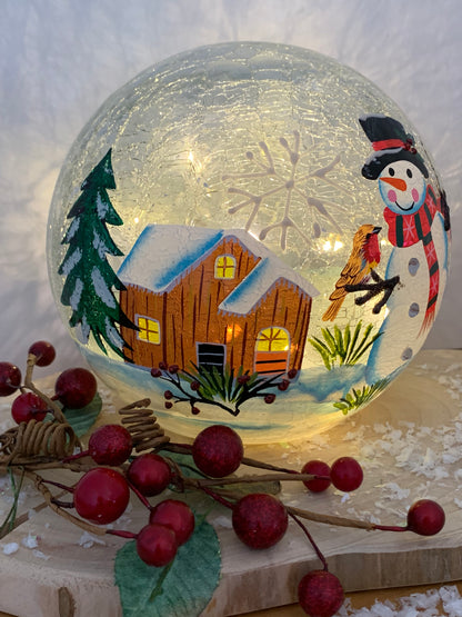 Christmas Crackle LED Snowman Ball