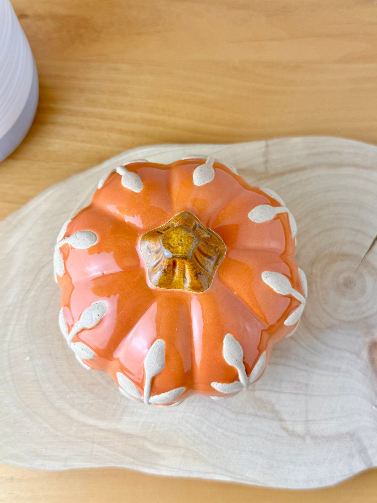 Orange & Beige ceramic pumpkin