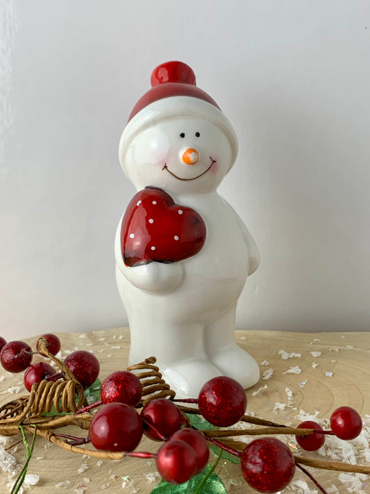 Christmas Snowman with Red Heart