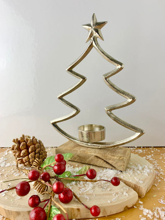 Silver Tree Tealight Holder