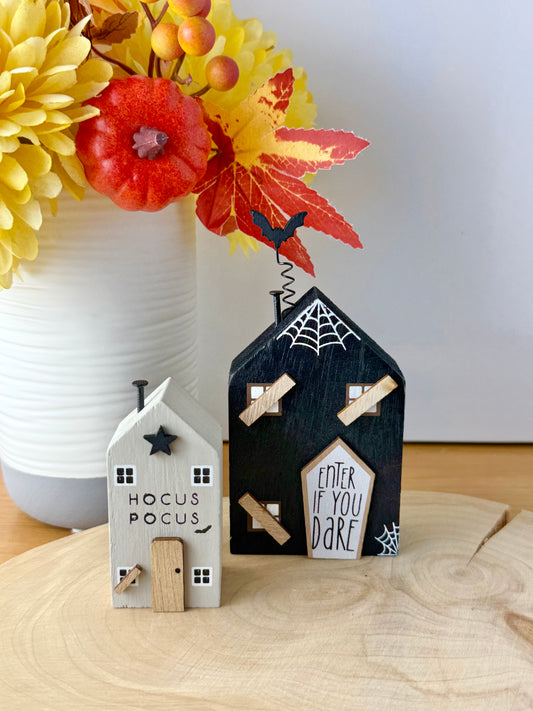 Pair of Wooden Halloween Houses