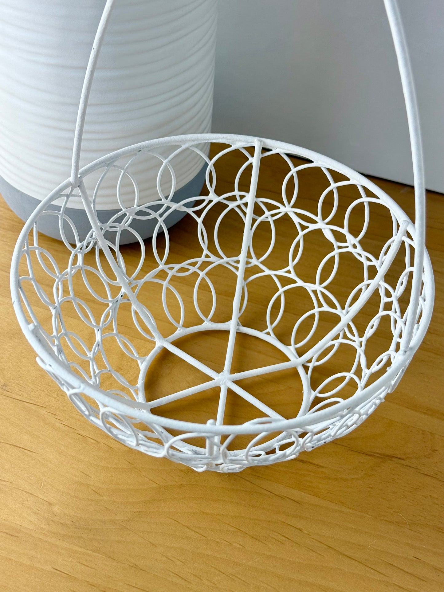 White wire rabbit baskets - 2 sizes