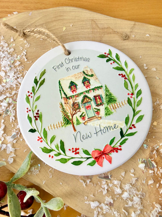 Holly Cottage First Christmas in our New Home hanging tree decoration