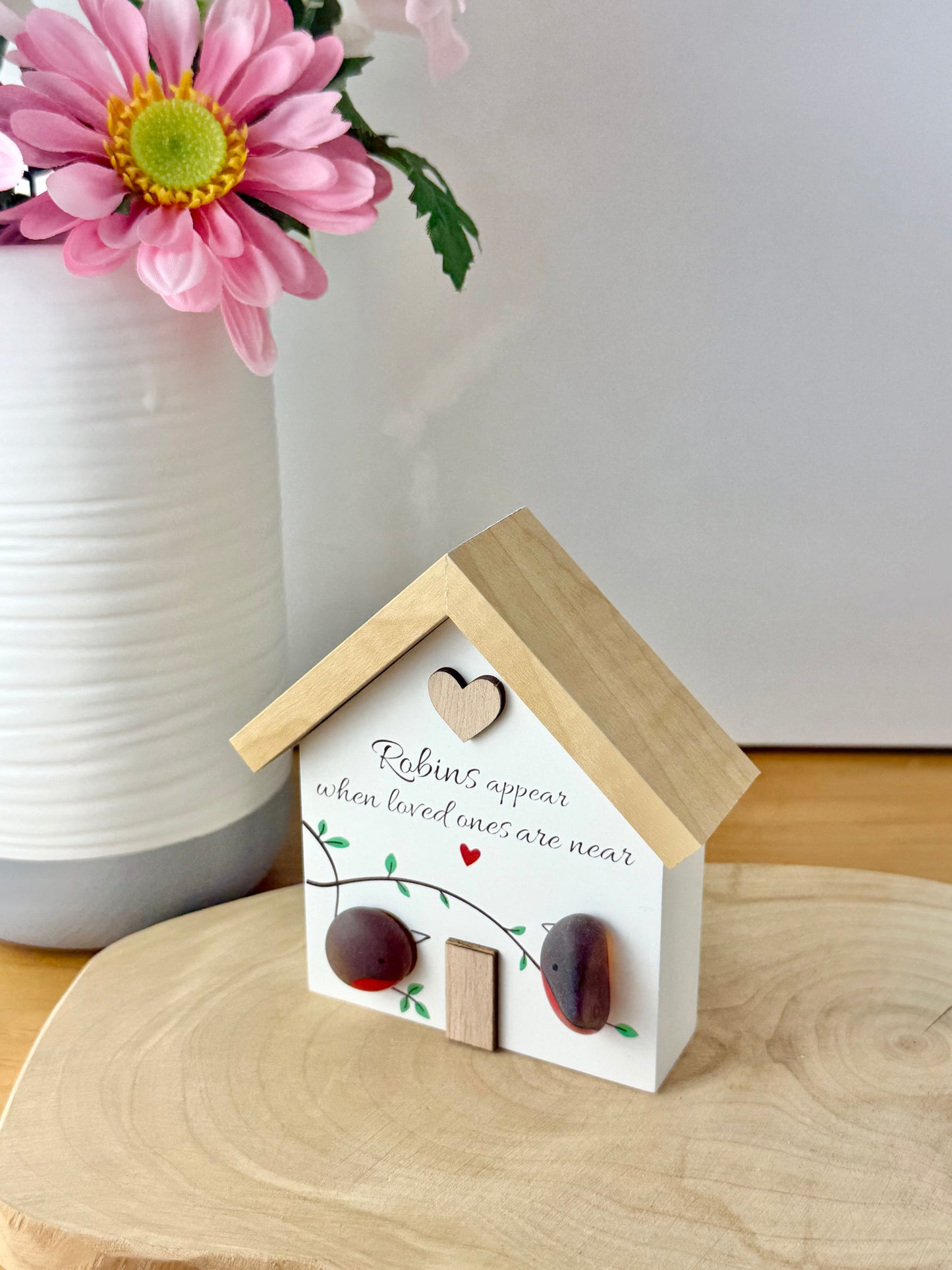 Pebble Glass House - Robins appear when loved ones are near