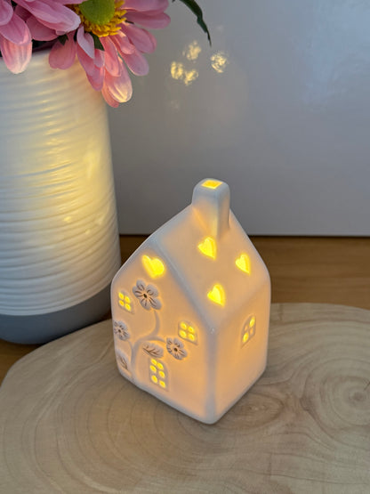 White LED Flower House with gold detail