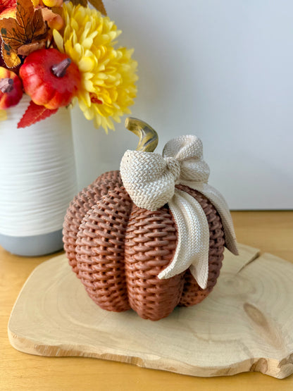 Rattan style Autumn Pumpkin with bow