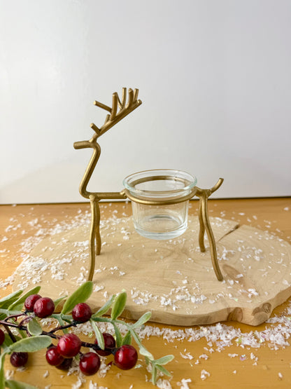 Gold Reindeer T-Light Holder