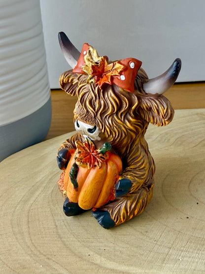 Highland Mini Cows - Pair of Autumn or Halloween Cows