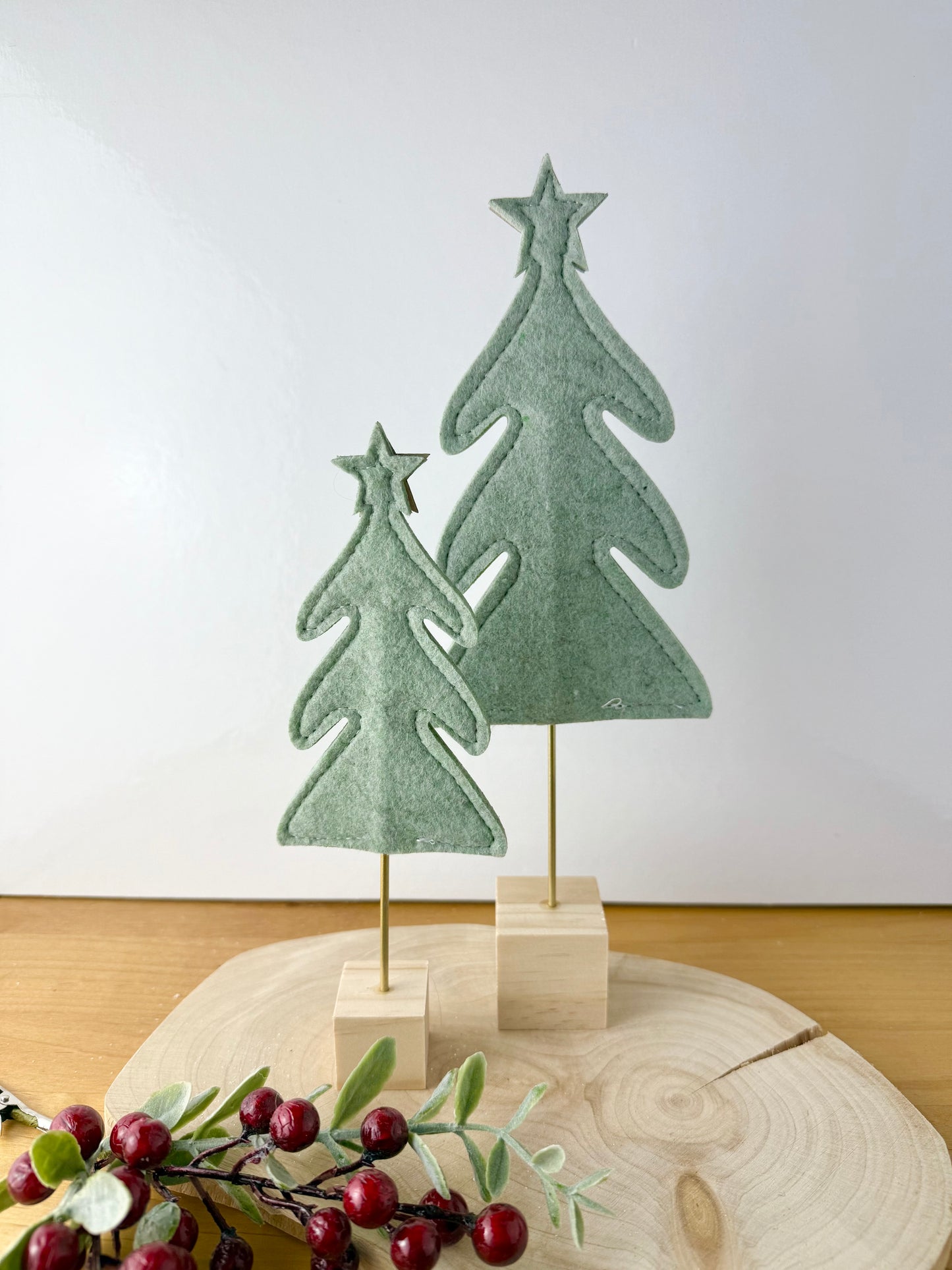 Felt Christmas Trees - Light Green Pair