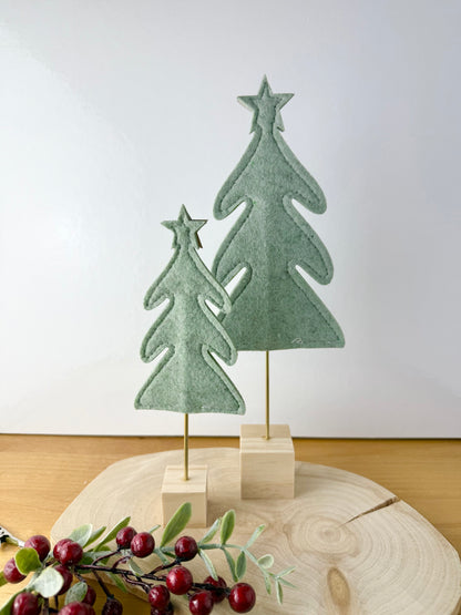 Felt Christmas Trees - Light Green Pair