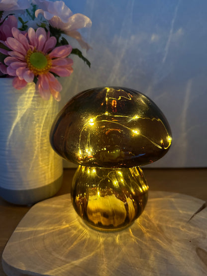Glass Light up Mushroom - Brown