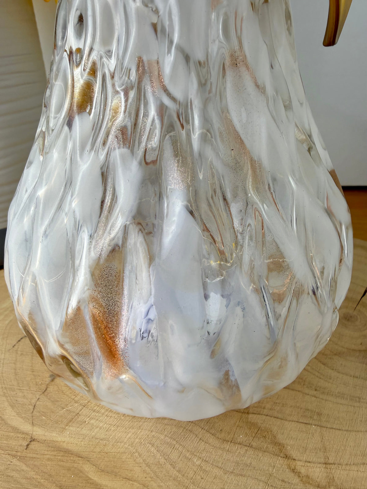 Diamond Cut Light Up Pear - Mottled Amber with gold leaf - 2 Sizes