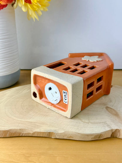 Light Up Orange Autumn ceramic houses - 2 designs