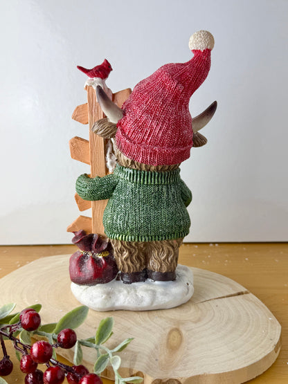 Green Christmas Highland Cows