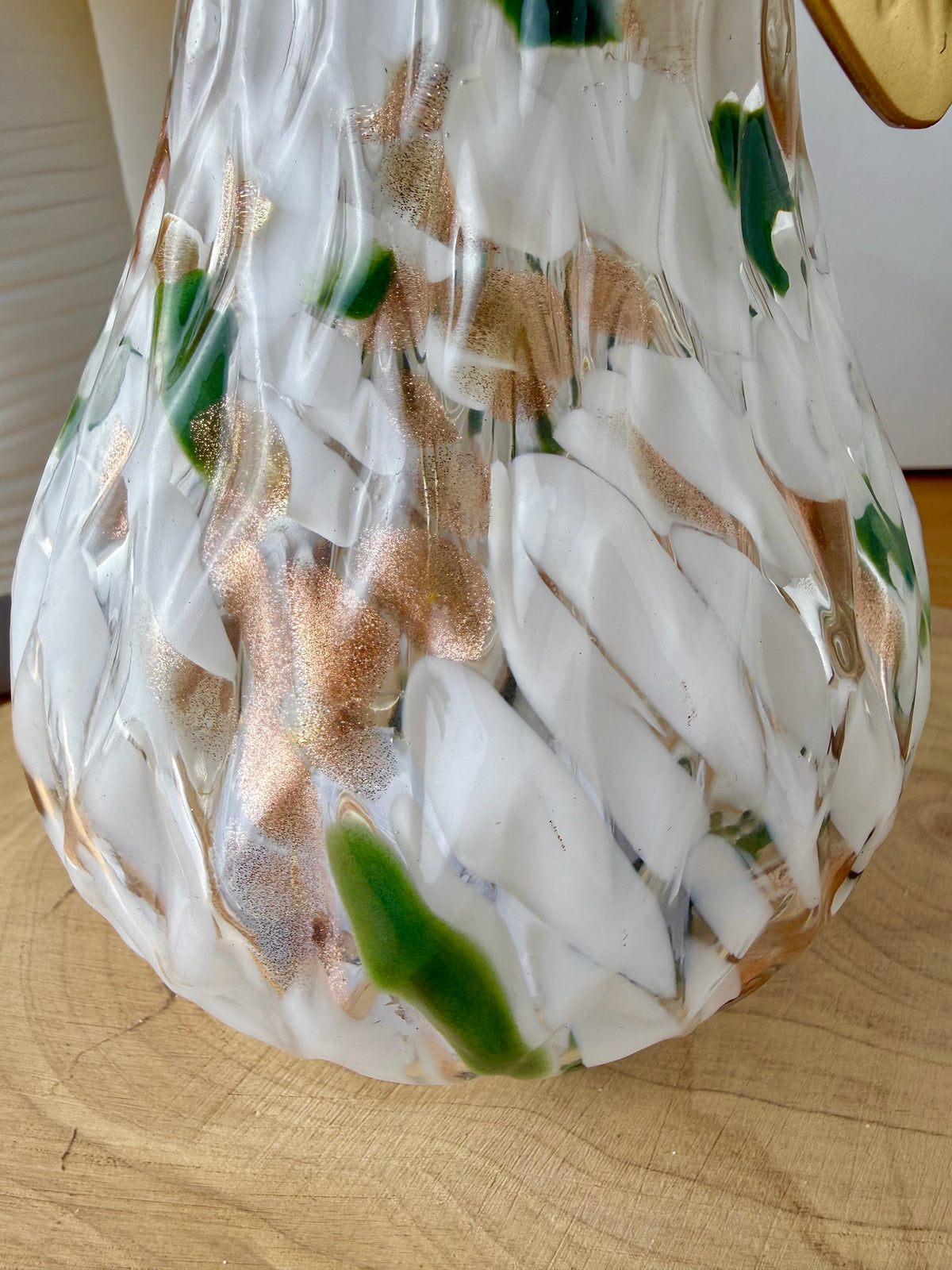 Diamond Cut Light Up Pear - Mottled Green with gold leaf - 2 Sizes