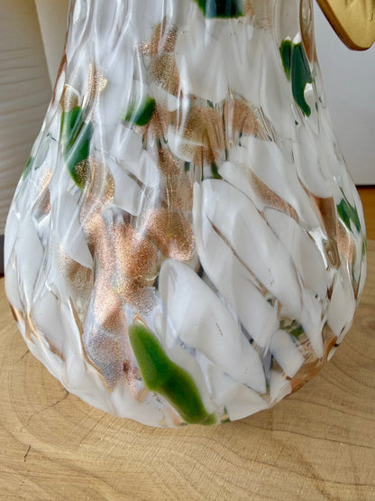 Diamond Cut Light Up Pear - Mottled Green with gold leaf - 2 Sizes