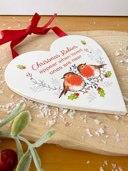 Winter Robins Hanging Heart