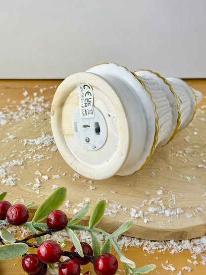 White & Gold Light Up Christmas Tree