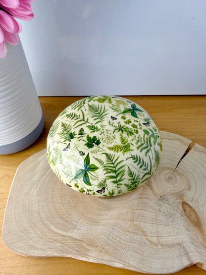 Wooden Mushroom - Green Ferns  - 2 sizes