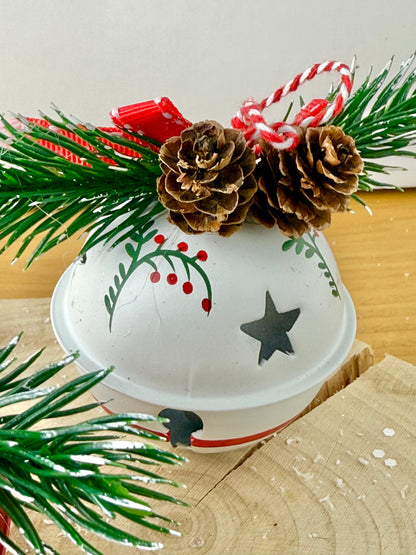 Red & White Christmas Bells - Set of 3