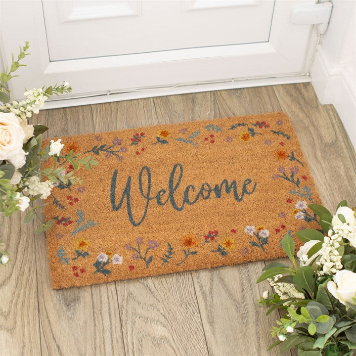 Welcome Floral Door Mat