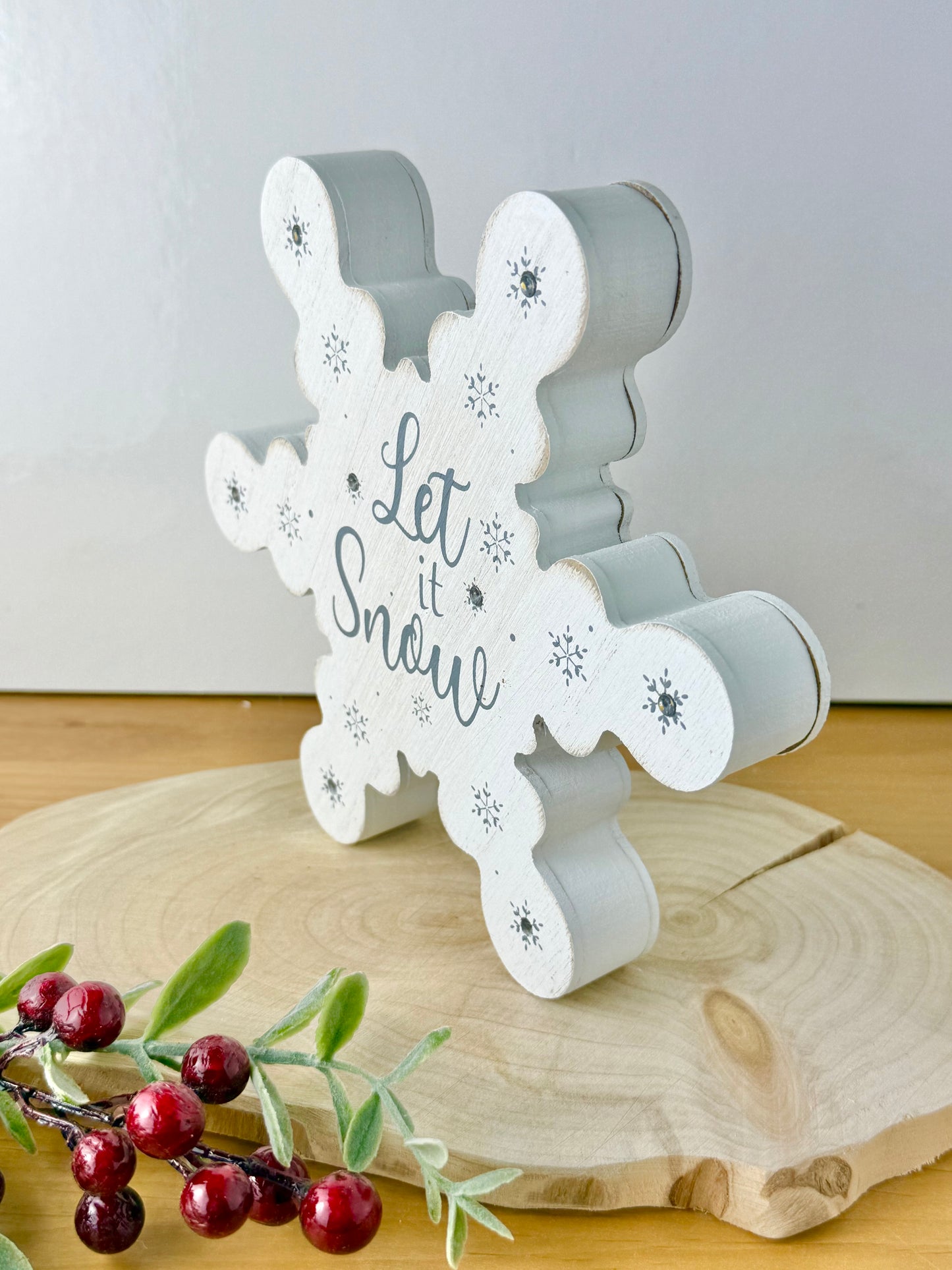 Wooden Snowflakes with LED Lights