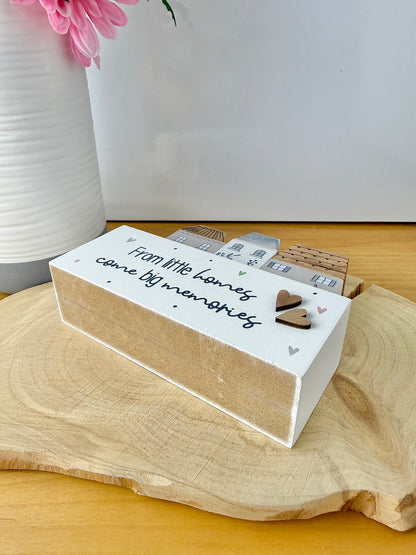 Gracefully Gifted Wooden Triple House Block - Little Homes come Big Memories