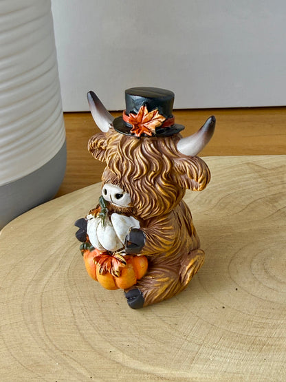 Highland Mini Cows - Pair of Autumn or Halloween Cows