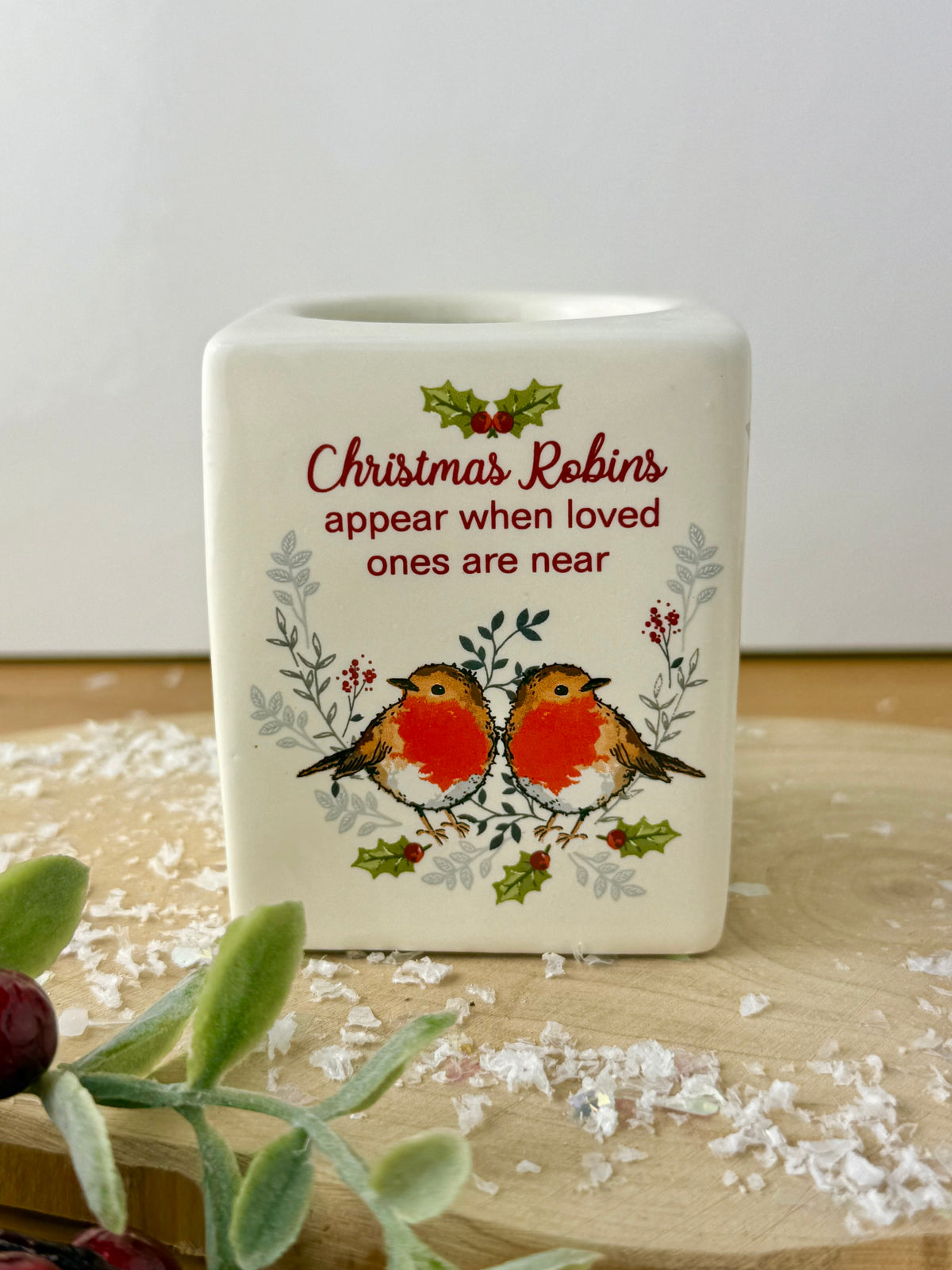 Winter Robins Tea Light Holder