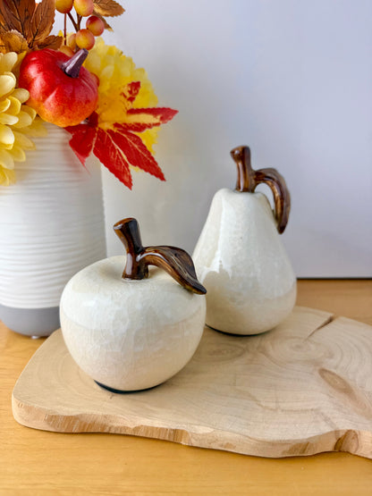 Ceramic Glazed Apple & Pear Ornaments