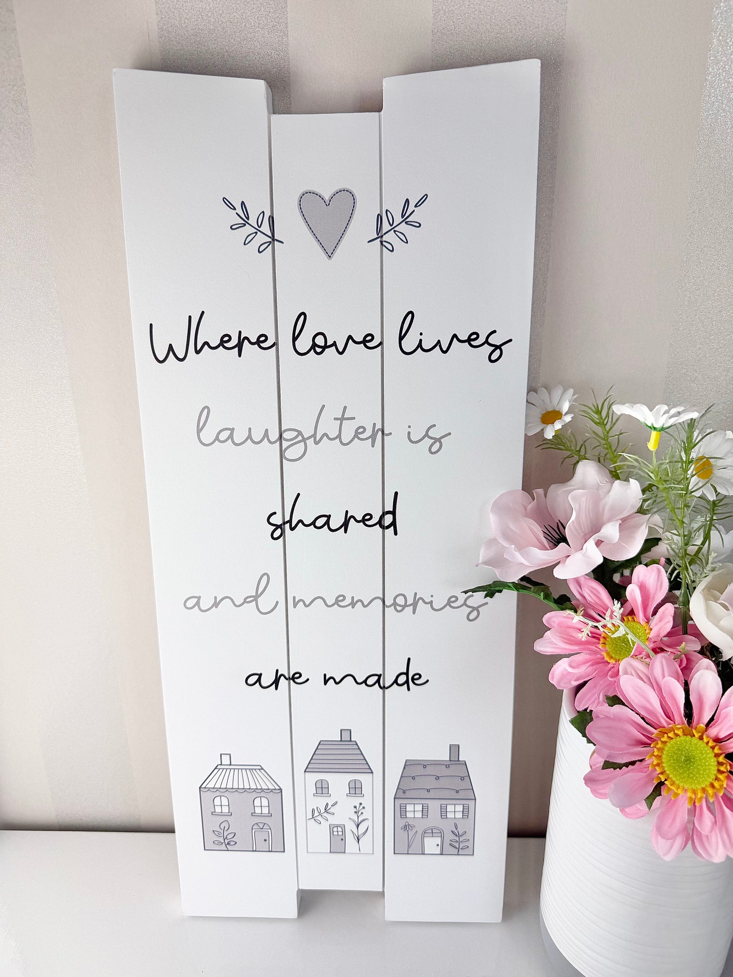 Gracefully Gifted - Where Love lives Long Wooden Plaque