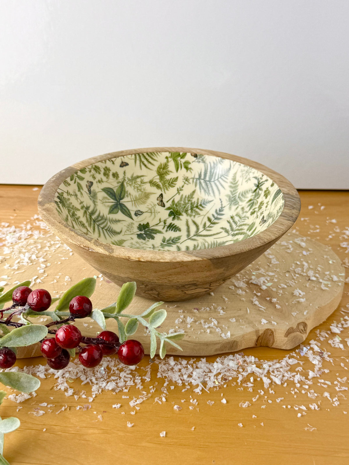 Wooden Fern Print Serving Bowl