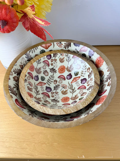 Wooden Autumnal Serving Bowls