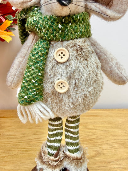 Christmas Fabric Mouse with Antlers - Standing or Sitting